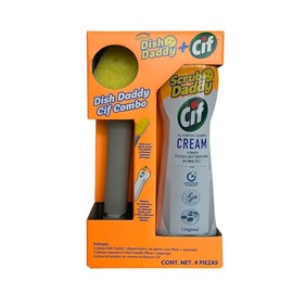 Scrub Daddy Dish Daddy Cif Combo (1 Dish Daddy  1 Limpiador en crema multiusos CIF  1 Repuesto Dish Daddy)                                            