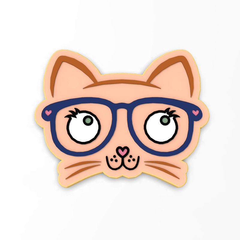 Cat with Glasses Cookie Cutter & Stamp