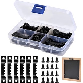 100 Sets Picture Hooks, with 200 Screws, Wooden Hooks Picture Hangers, Picture Hangers, Suitable for Home, Office, etc. Picture Frame Hooks, Black