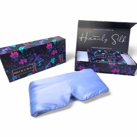 Millie & Boo Silk Sleep Mask - 100% Pure Organic Mulberry, 22 Momme Silk Eye Mask, Adjustable and Comfortable Fit for Men and Women, Luxury Eye Mask for Sleeping with Gift Box (Light Blue)