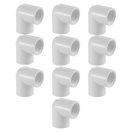 Lesso America 407 Series PVC Pipe Fitting - 90°Elbow - Schedule 40 (White) - 3/4" (SOC x FIPT) / High-Flow Capacity/Plumbing (407-007) (10 Pack)