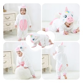 HAHASHOW Baby Winter Snowsuit Toddler Romper Baby Flannel Animal Jumpsuit, Overalls Onesies for Boys and Girls, 3-36 Months, White