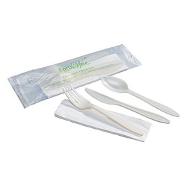 Hoffmaster 760040 Earth Wise Tree Free Compostable Cutlery Kit (Case of 250)