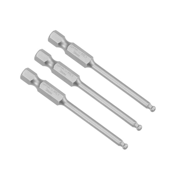 uxcell 3 Pcs H3 (3mm) Ball End Screwdriver Bits, S2