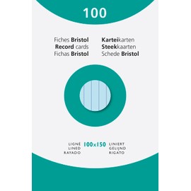 Exacompta 13812X Index Cards (205 q/m² Cardboard, Wood-Free, DIN A6, Lined, Unperforated) Pack of 100, Blue