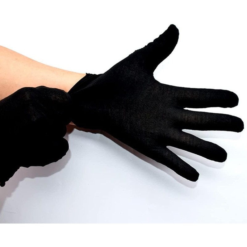 ikeem Cotton Gloves, 100% Pure Cotton, Black/White, Breathable, 6 Pairs