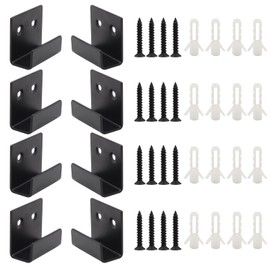 Coufce 15mm / 0.59 Inch Stainless Steel Tile Bracket, Black U Bracket, Billboard Holder, Heavy Duty Wall Mount Hooks Utility for Display Board, Ceramic(8 Pcs)