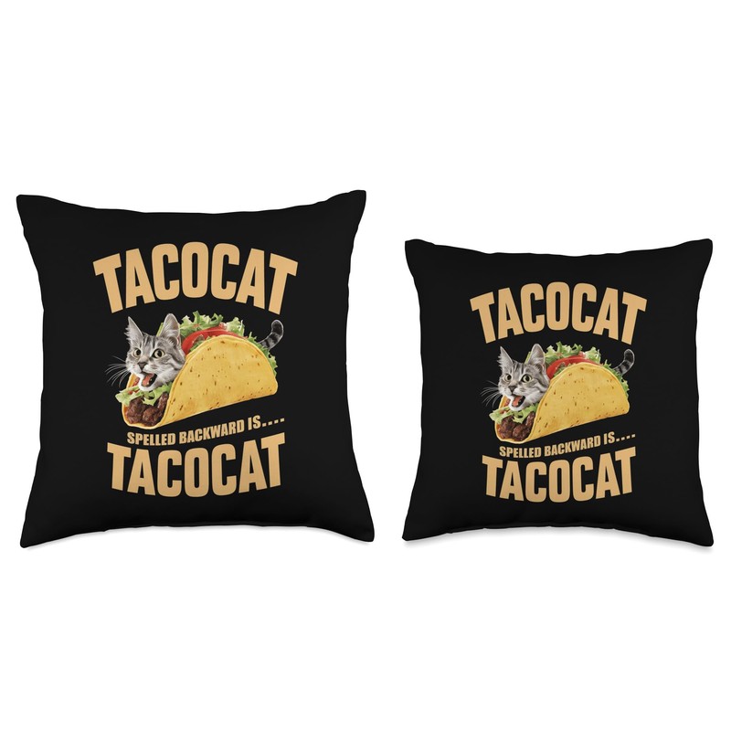 Tacocat Spelled Backward Is Tacocat Cat And Taco Lover Throw