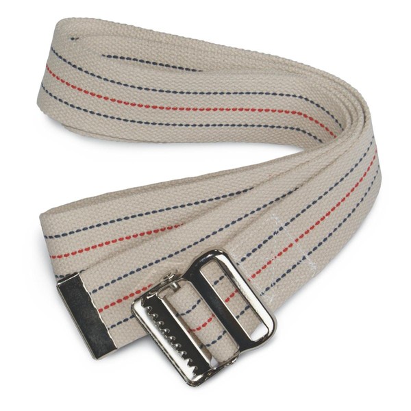 Medline Cotton Gait Transfer Belts with Metal Buckle, Latex Free, 2" x 60" Size (Pack of 6)
