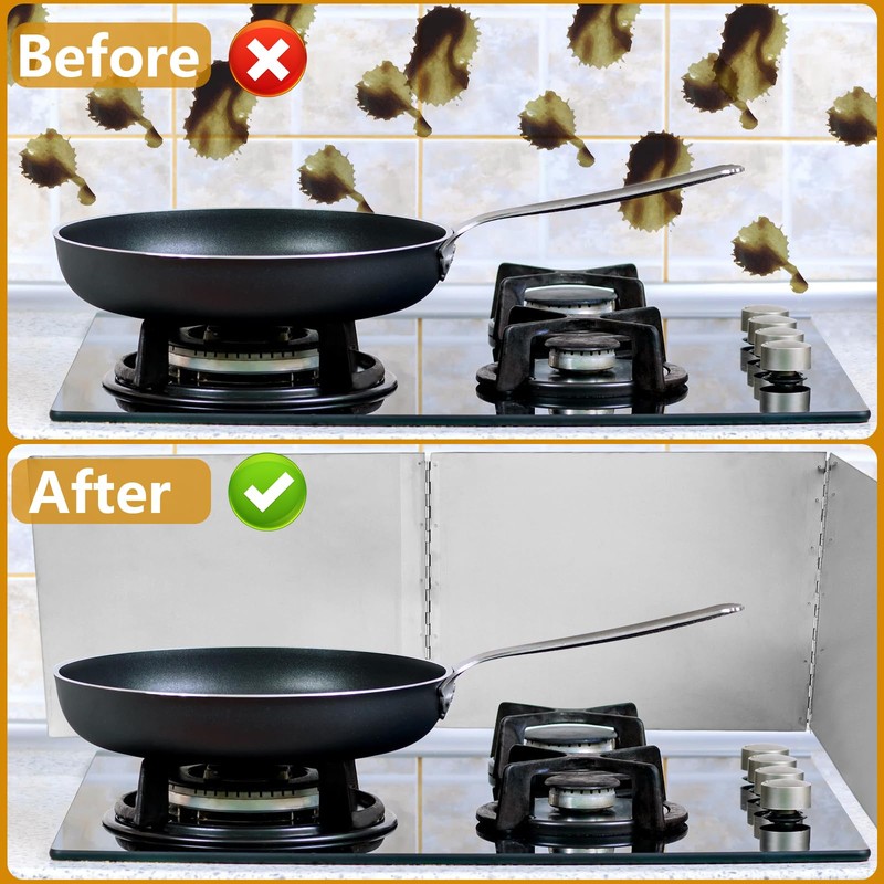 3 Sided Oil Splatter Guard, Upgrade Stainless Steel Anti Splatter