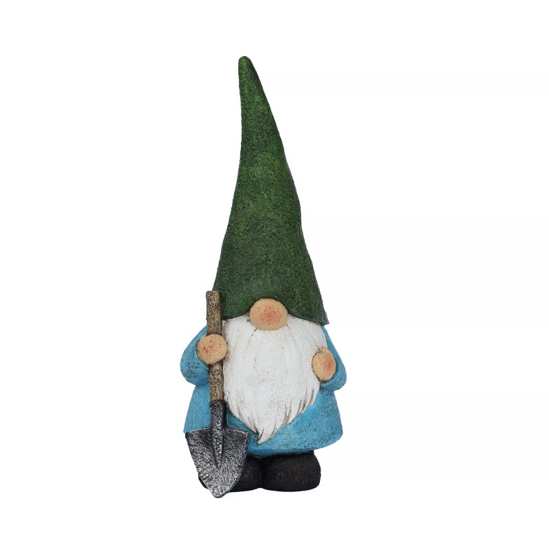 Hi-Line Gift Ltd. 16in Garden Gnome Statue Holding Shovel Resin