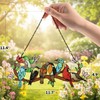 Birds On Branch Stained Glass Suncatcher,Red Bird Hummingbird Window Adorn