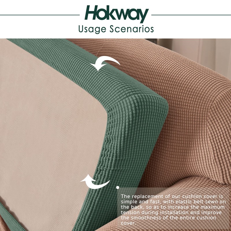 Hokway Stretch Couch Cushion Slipcovers Reversible Cushion Replacement Slipcovers Sofa