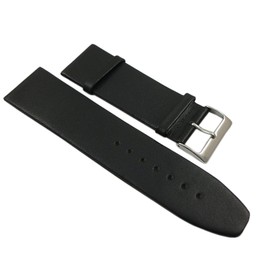 28 mm Extra Wide Calfskin Watch Strap Black Silver-Coloured Pin Buckle Including myledershop Installation Instructions, black, Strap.