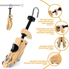 eachway Wooden Shoe Stretcher for Men and Women,Professional 4-way Shoe Widener Adjustable Length & Width for Wide Feet M