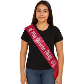 It's My 15th Birthday Gifts for Teenage Girl Quince Anos Quinceanera Party Sash Pink Sash with Adjustable Ends Comes with Crown Rhinestone Safety Pin Party Supplies (Mis Quince Fuchsia)