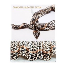 Bawnhaw Large Satin Leopard-Print Head Scarf Women Square Bandana Silk-Like Neck Scarf for Hair Wrap Fashion Accessories, 35 in