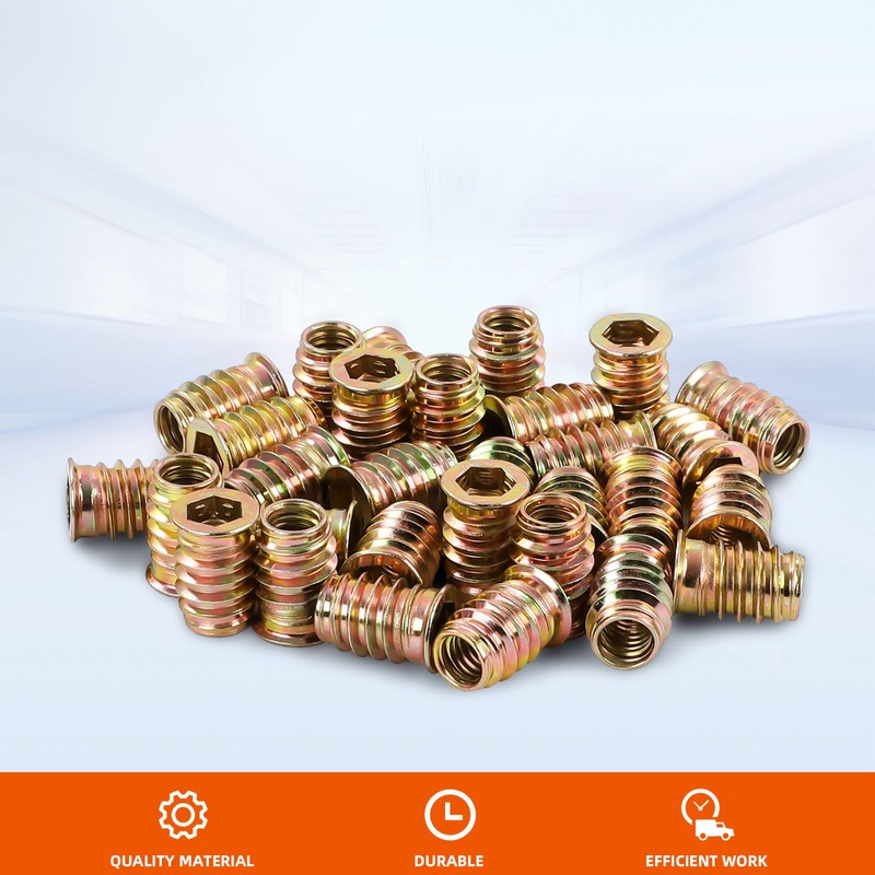 M8 x 15mm Threaded Inserts for Wood, Nut Inserts, Hex