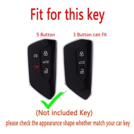 HIBEYO Metal Leather Key Fob Cover for Volkswagen VW MK8 Golf/GTI Skoda Octavia Car Accessories with Keychains Smart Auto Key Case Holder 5 Buttons Key-Black