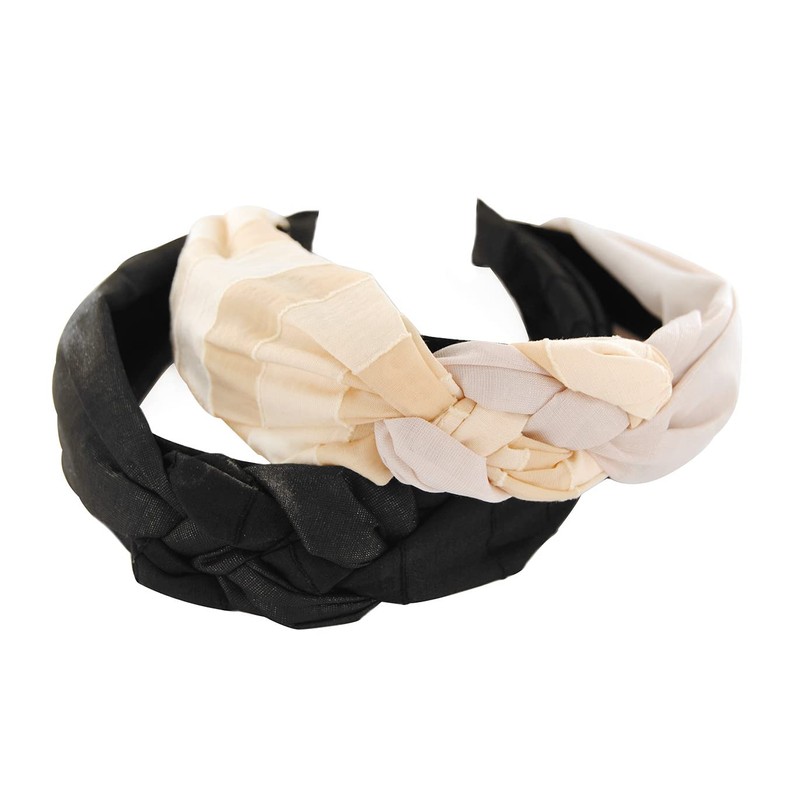 axy HRZO1 Headband with Two Different Fabrics and Braid Detail