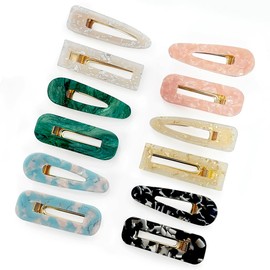 Parcce 12 Pieces Acrylic Resin Marble Hair Clips Set, Decorative Pearls Hair Barrettes Sweet Decorative Bobby Pins Hairpin Headwear Hair Accessories Headwear for Women and Girls…