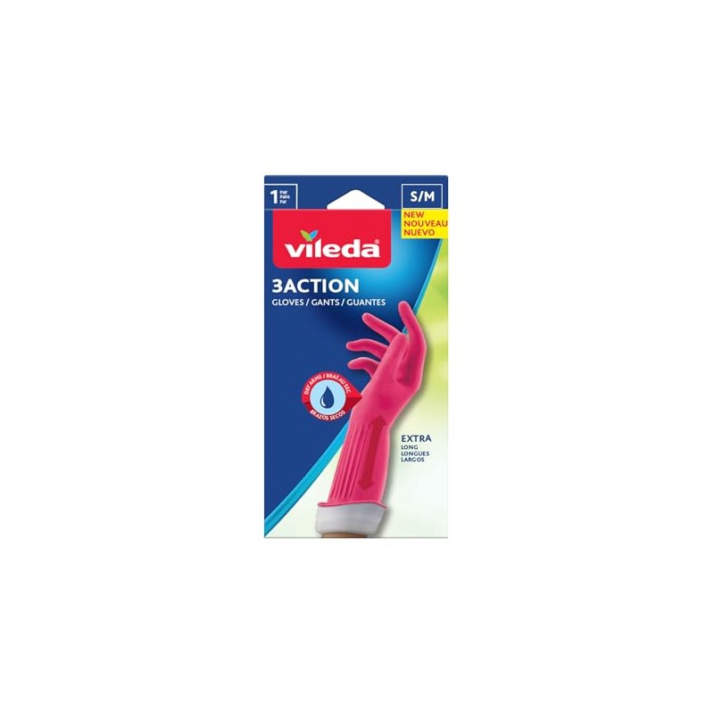 Vileda Guantes para Limpieza 3 Acción Ultra Resistentes S/M