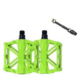 Free-fly Bicycle Pedal - Aluminum Bearing Bike Pedals with 16 Anti-Skid Pins - Lightweight Platform Pedals - Universal 9/16" Bike Pedal for Mountain BMX MTB Road Bike (Green)