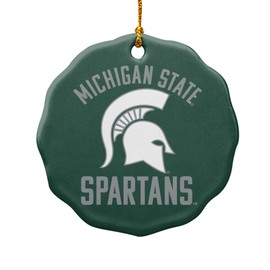 GRAPHICS & MORE Michigan State Spartans Porcelain Scalloped Holiday Christmas Tree Ornament - 2.8" (7.1 cm)