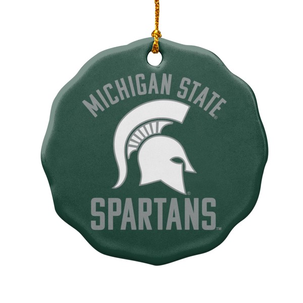 GRAPHICS & MORE Michigan State Spartans Porcelain Scalloped Holiday Christmas