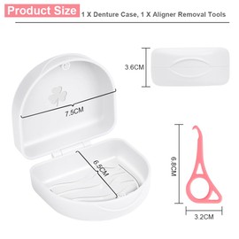OFFCUP Braces Box with Aligner Removal Tool Clip Box Portable Dento Box Denture Box Braces Box Rail Box Tooth Rail Box White