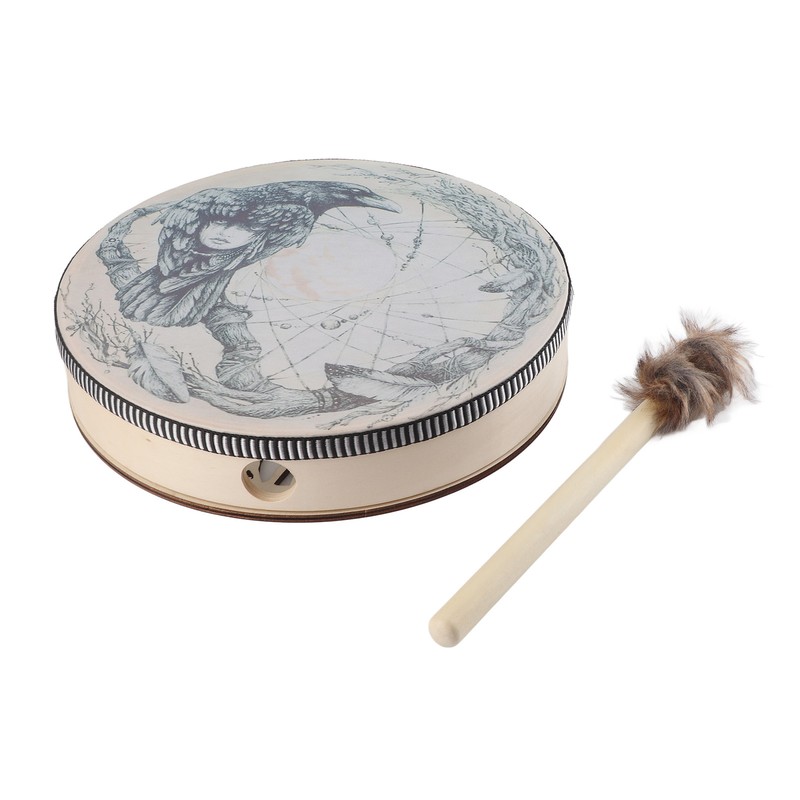Shaman Drum with Drum Stick Deep Bass Healing Tool Decoration