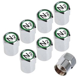 A1 SPEC N2 Nitrogen Valve Stem TPMS Caps Chrome Silver Aluminum Tire Valve Cap Set, Corrosion Resistant, Universal Stem Covers for Cars Trucks Motorcycles SUVs and Bikes, A Pack of 8