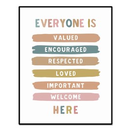 Everyone Is Welcome Here, Boho Classroom Decor, Classroom Poster, Educational, Diversity Sign, Back To School Welcome Sign, Inclusive Art Decor, Unframed (11X14INCH)