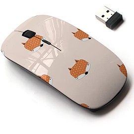 2.4G Wireless Mouse with Cute Pattern Design for All Laptops and Desktops with Nano Receiver - Fox