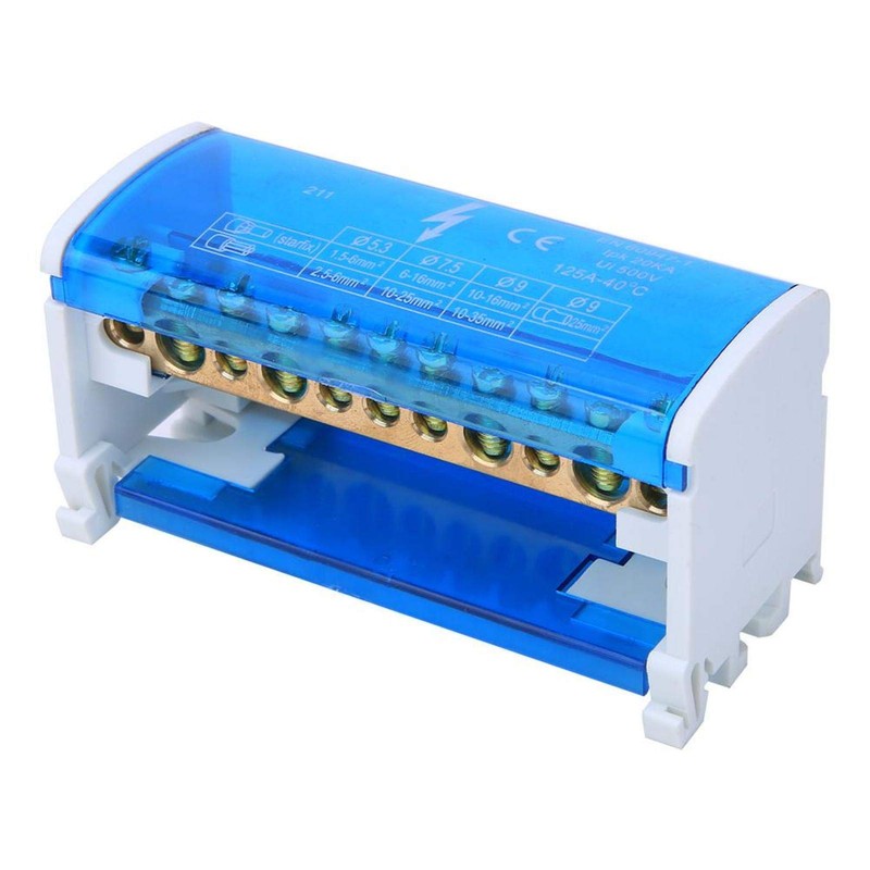 Terminal Distribution Box, Din Rail Mount 125A / 500V 2x11