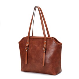 Blucoay Tote Bags For Women,Vegan Leather Hobo Purses For Women Shoulder Bags With Zipper Ladies Work Top Handle Satchel Bag(Redbrown)