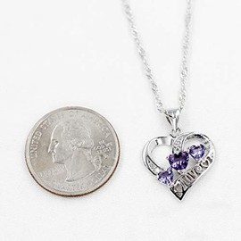 Uloveido Love Heart Pendant Necklaces for Women, White Gold Plated Crystals Birthstone Jewelry Gifts for Party Anniversary Birthday Y894, Brass, Cubic Zirconia