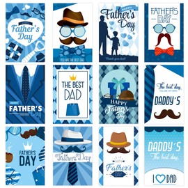 Fathers Day Greeting Cards,The Best Dad Blank Cards And Envelopes 12 PCS With 18 PCS Stickers,Happy Father's Day Party Invitation Cards Multipack For Fathers Day Daddy Papa Birthday Party