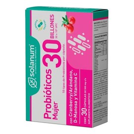 Solanum Probióticos Mujer 30 Billones Sabor Arandano, 30 capsulas de 500mg c/u