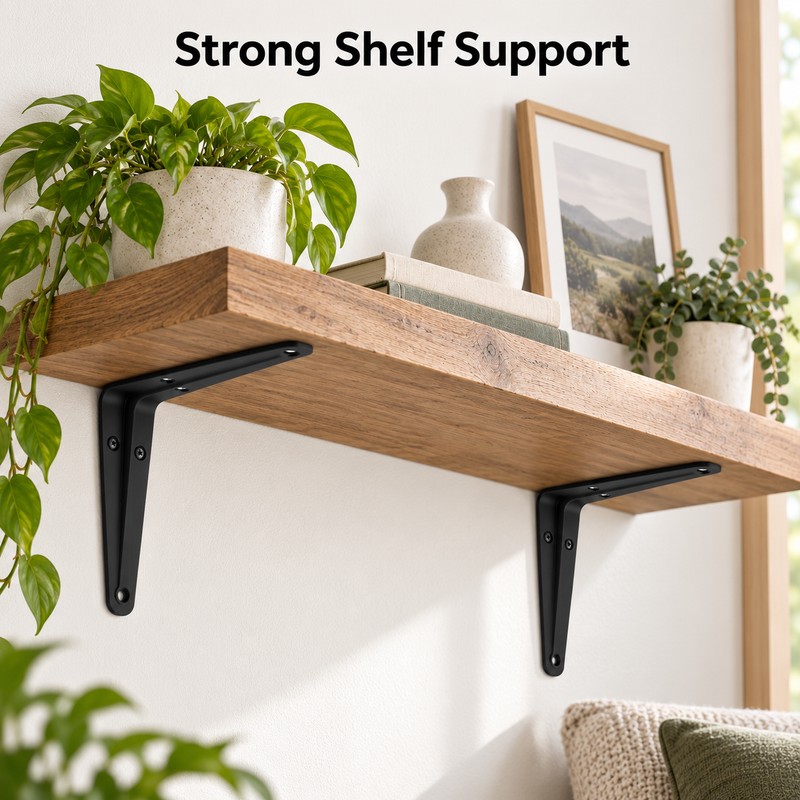 Floating Shelf L Brackets – Black Steel Wall Mount Supports