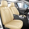AUQDD Front Seat Covers 2 Pieces, Waterproof Nappa Leather Sideless