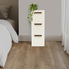 3 Tier Mobile Storage Cart, Modern White Slim Rolling Storage Cabinet with Wheels, Compact Organizer Cart for Kitchen Bathroom Bedroom Office (3 Drawer)