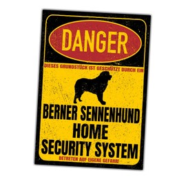 Bernese Mountain Dog Sign Danger Security System Door Sign Dog Sign Warning Sign