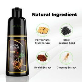 JUANCHI Dark Brown Hair Dye Shampoo 3 in 1, 150ML Hair Dye Shampoo for Women Men