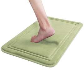 ITSOFT Memory Foam Bath Mat Non Slip Absorbent Super Cozy Velvet Bathroom Rug Carpet, Machine Washable, 24 x 16 Inches Sage Green