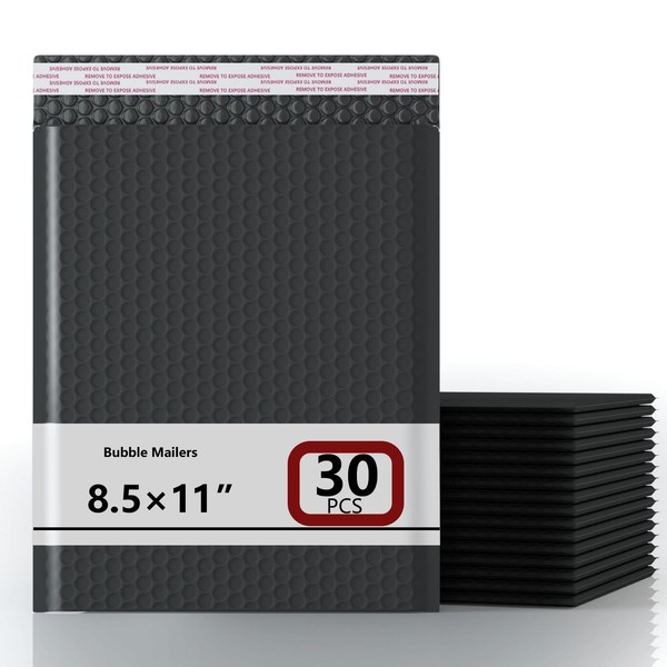 30 Pack 8.5x12 Inch Bubble Mailers, Black