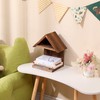 LETUBUYU Floating Bedside Wood Bookshelf, Triangle Book Page Holder, Wooden