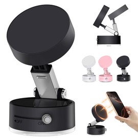 DUEDUE for Vacuum Suction Cup Phone Holder Magnetic Phone Car Mount, Foldable Design with Vacuum Adsorption & Rotational Adjustment Phone Holder for Smooth Surface, Double-Sided Phone Mount, Black