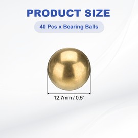 uxcell 40 Pcs Bearing Balls, 1/2" 12.7mm Precision H65 Brass Bearing Balls Industrial Brass Ball Spheres for Machinery, Automotive, and DIY
