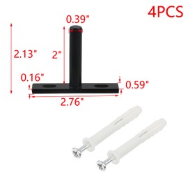 MY MIRONEY 4PCS 2 Inch Floating Shelf Brackets Black Blind Shelf Support Bracket Hardware Wall Mounting Concealed Hidden Shelf Supports with Screws and Wall Plugs